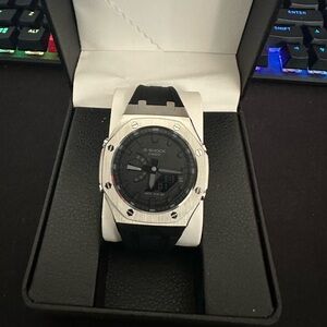 Custom g shock watch silver with black